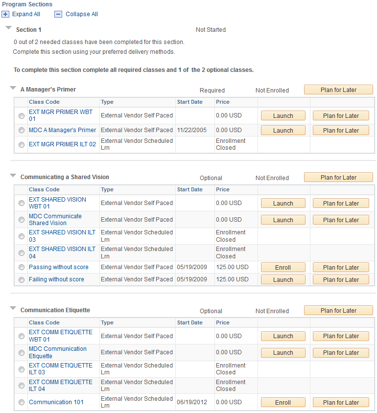 Program Progress page (2 of 3)