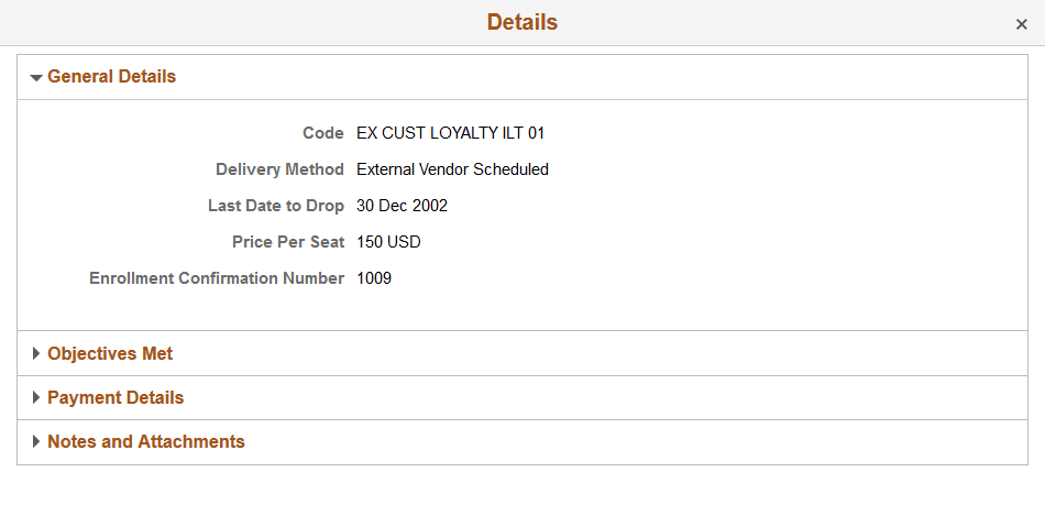 My Course Progress - Details page