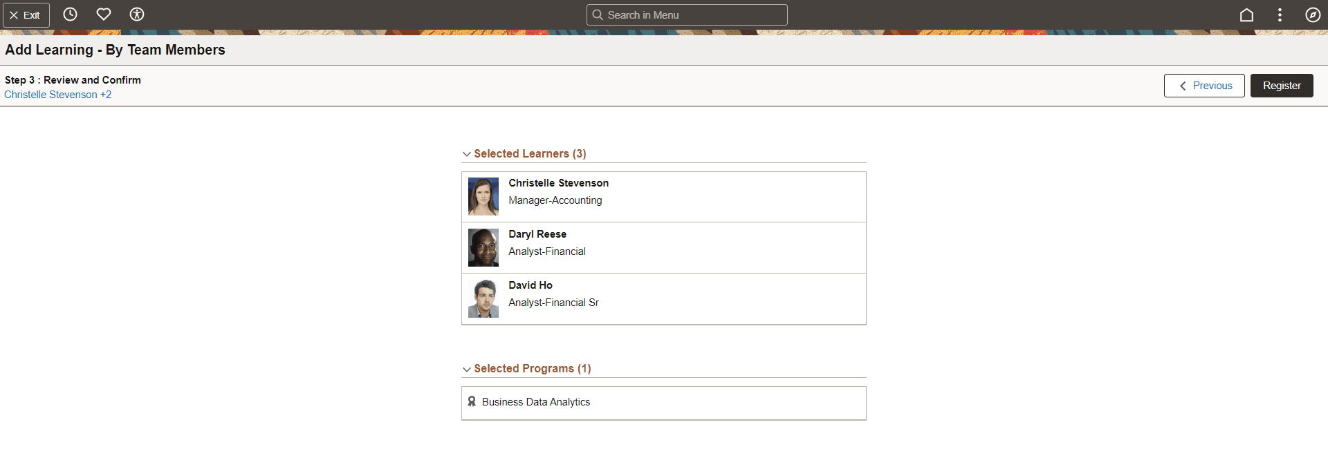 Step 3 of 3 of Add Learning - By Team Members Page