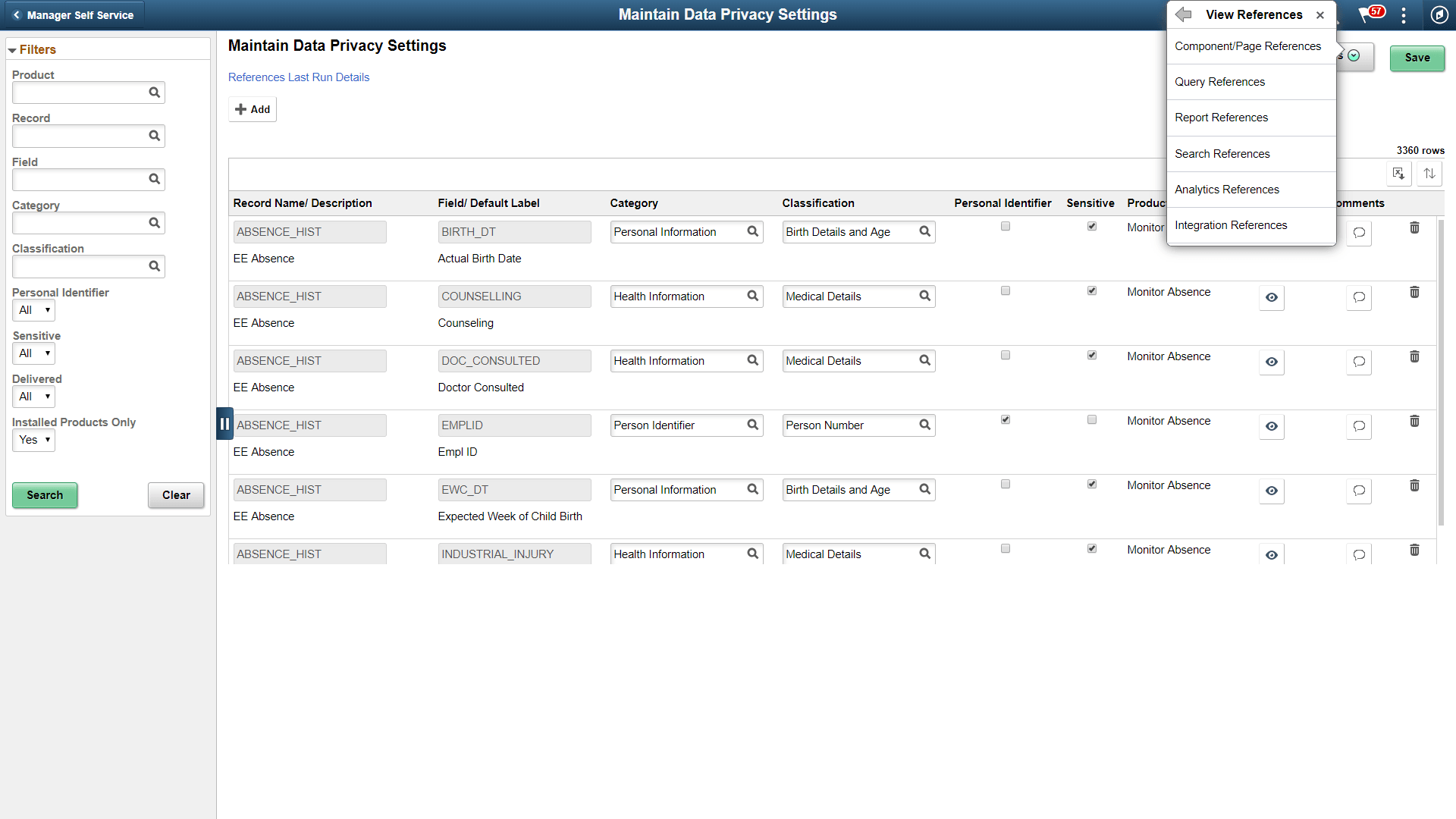Maintain Data Privacy Settings_References_Actions