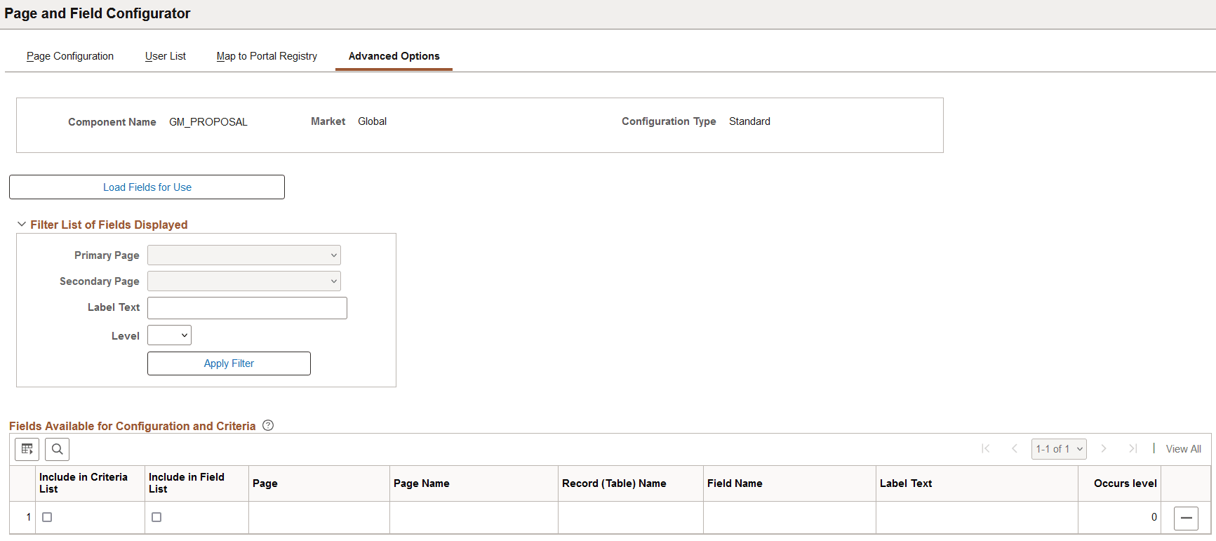 PFC_Advanced Options page
