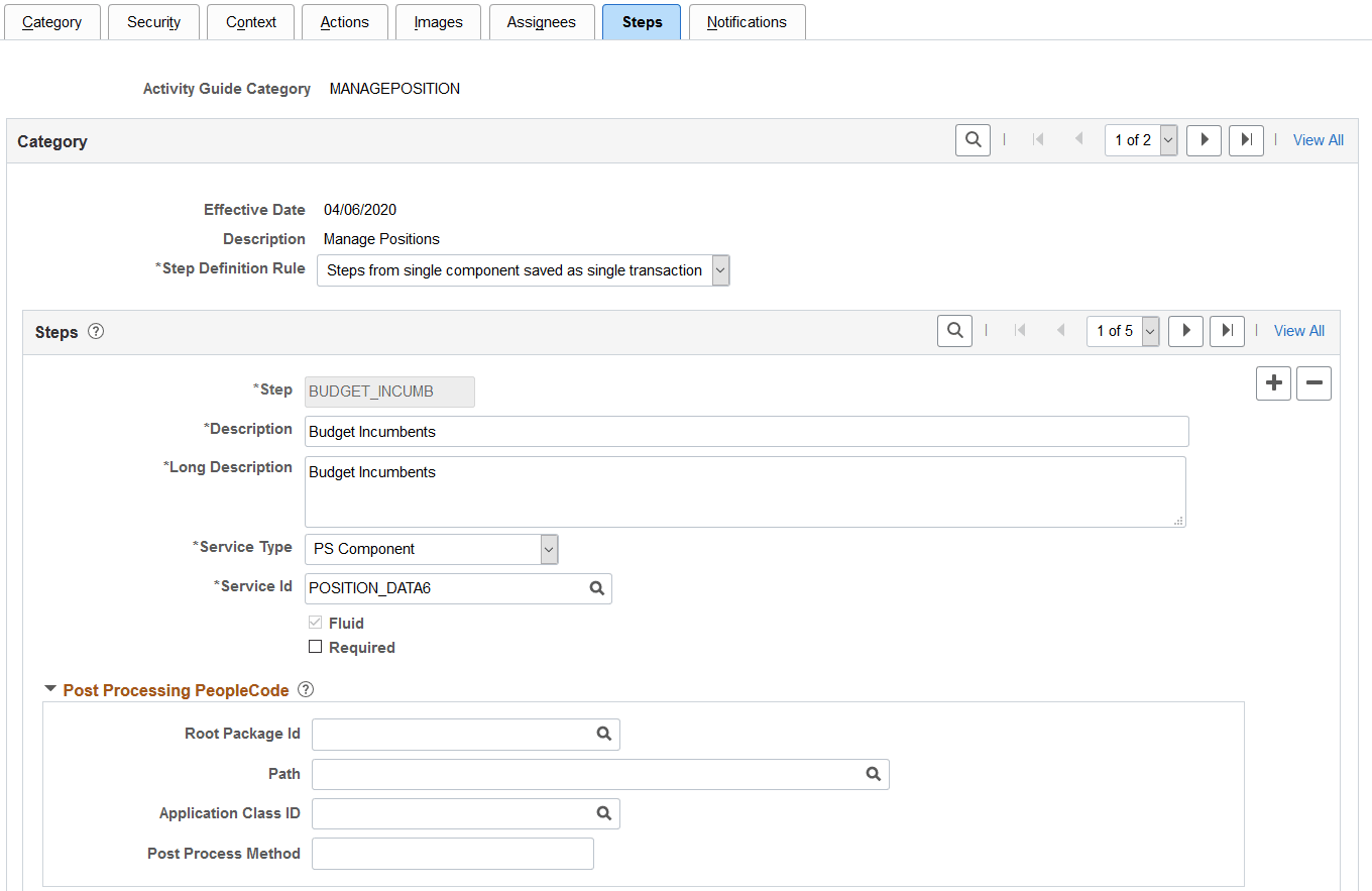 Categories - Steps page (1 of 3)