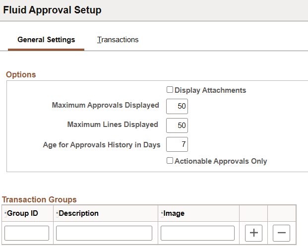 Fluid Approval Setup - General Settings