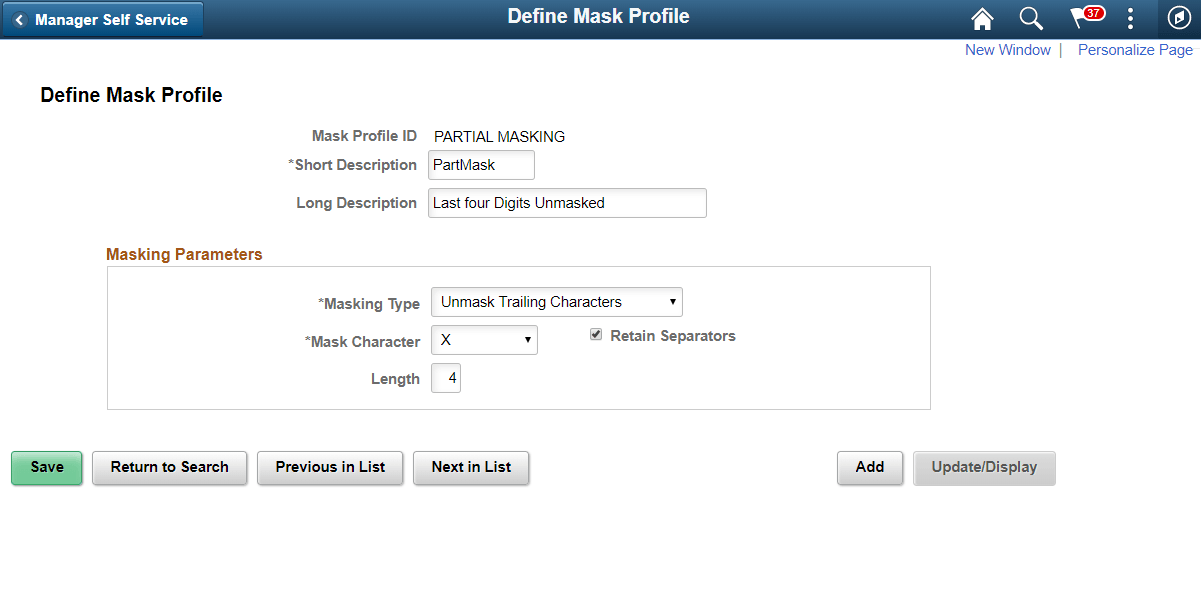 Unmask trailing characters