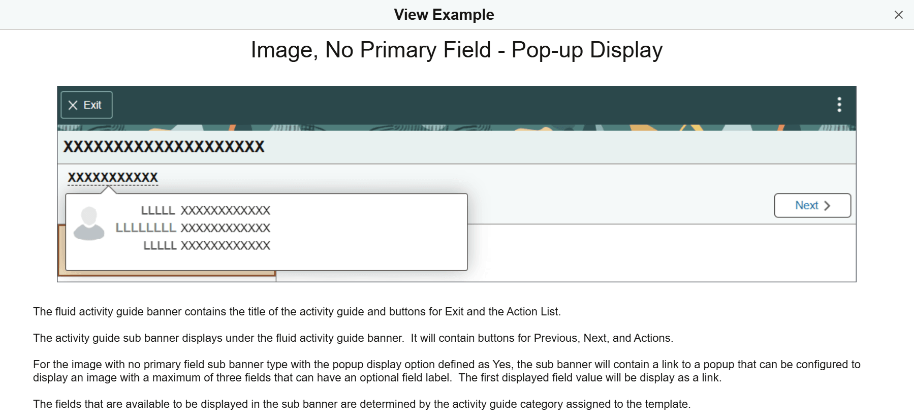 View Example (Sub Banner) Page with the Popup Display Option Selected