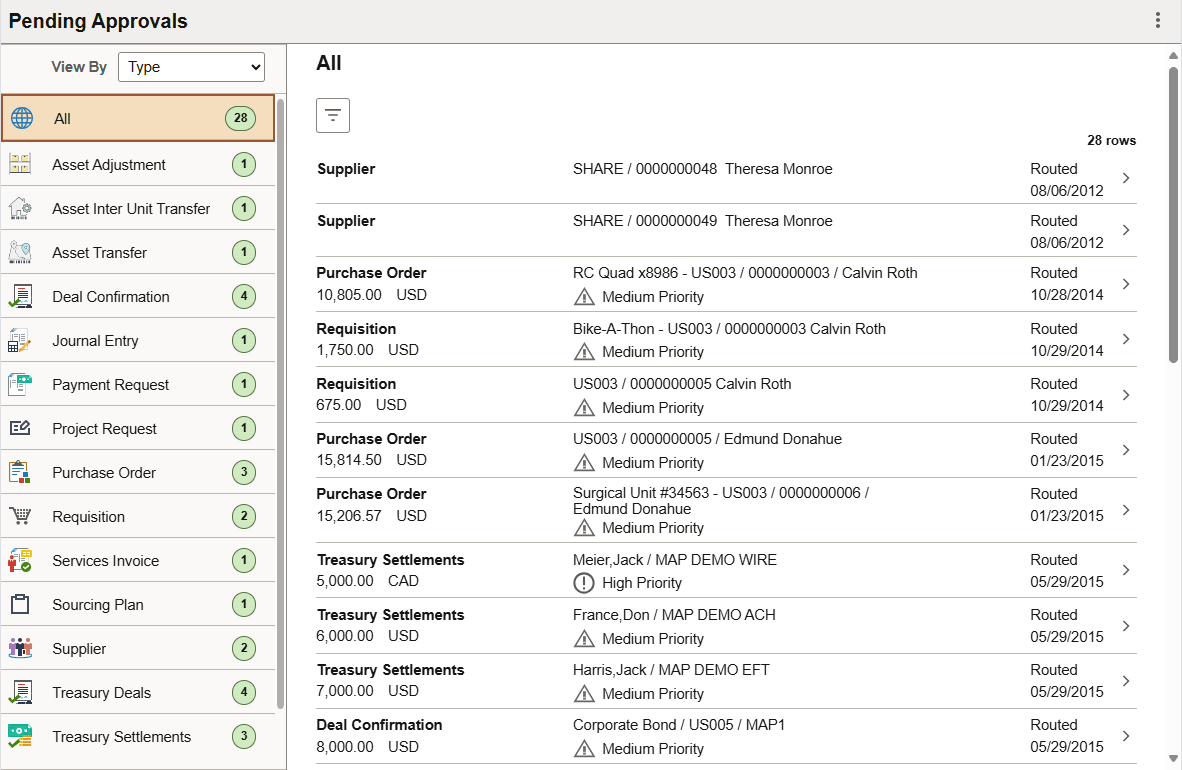 (Tablet) Pending Approvals page