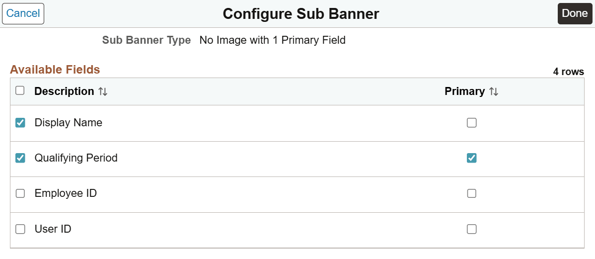 Configure Sub Banner page