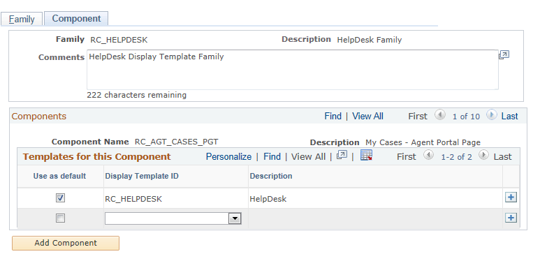 Display Template - Component page