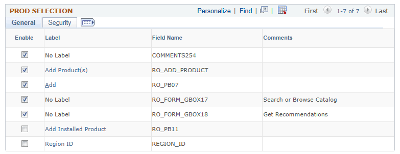 Display Template - Page Definition page (setup for a standard section for the RO_FORM component) (4 of 5)