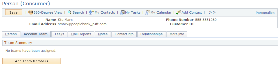 Person (Consumer) - Account Team page