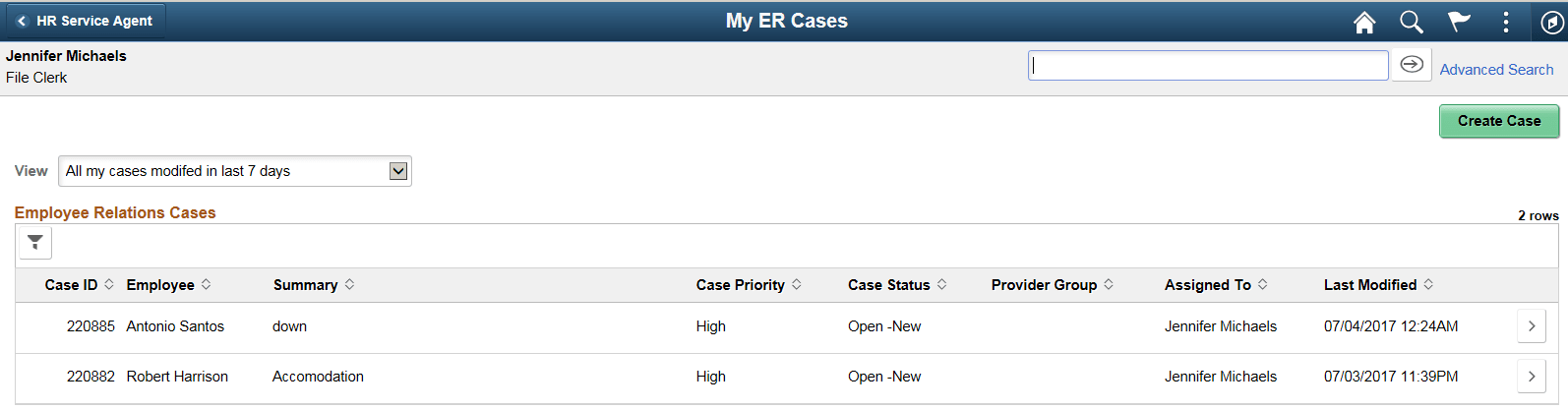My ER Cases Page