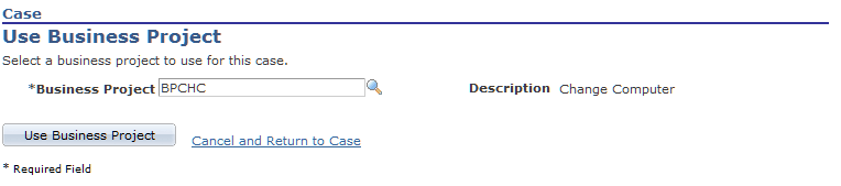 Use Business Project page