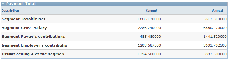 Payment Total section (France) - HRHD Worker 360-Degree View page (PeopleSoft HCM)