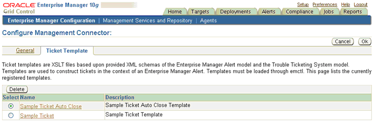 Configure Management Connector: Peoplesoft Connector (Ticket Template Tab)