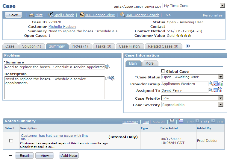 Summary page (1 of 2)