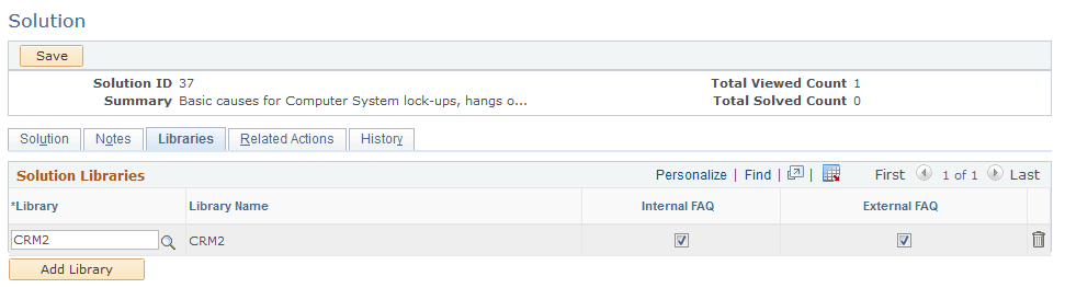 Solution - Libraries page