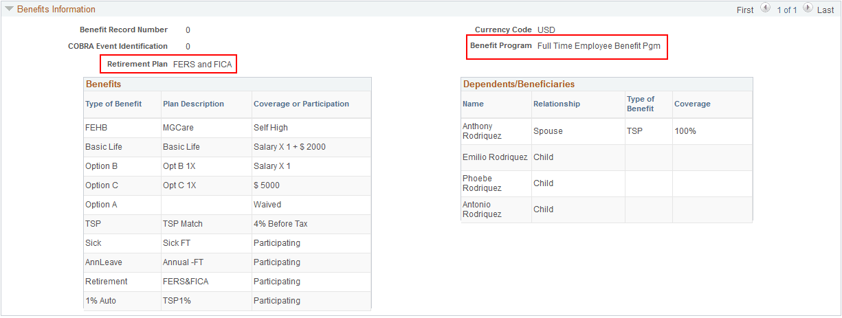 Benefits Information - US Federal