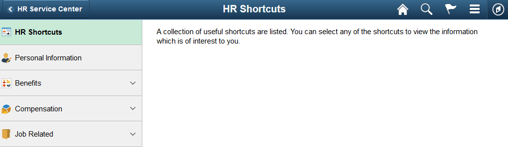 (Tablet) HR Shortcuts Page
