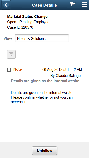 (Smartphone) Known Issues Case Details Page