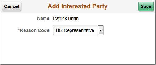Add Interested Party Modal Window