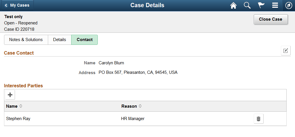 (Tablet)Case Details Page: Contact tab