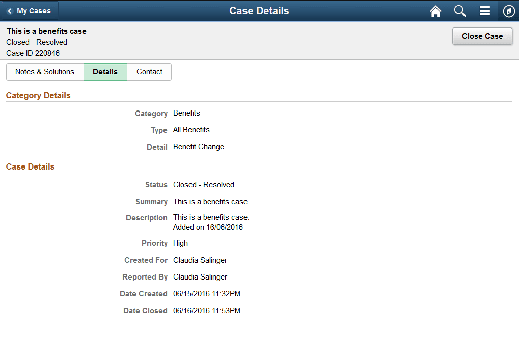(Tablet) Case Details Page: Details tab