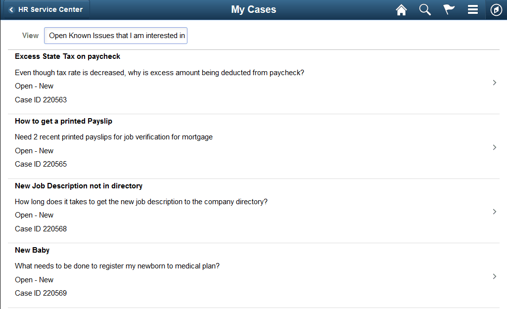 (Tablet) My Cases Page