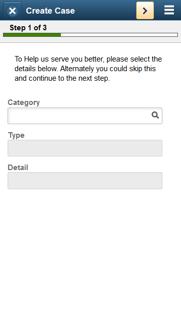 (Smartphone) Create Case Page - Select Category