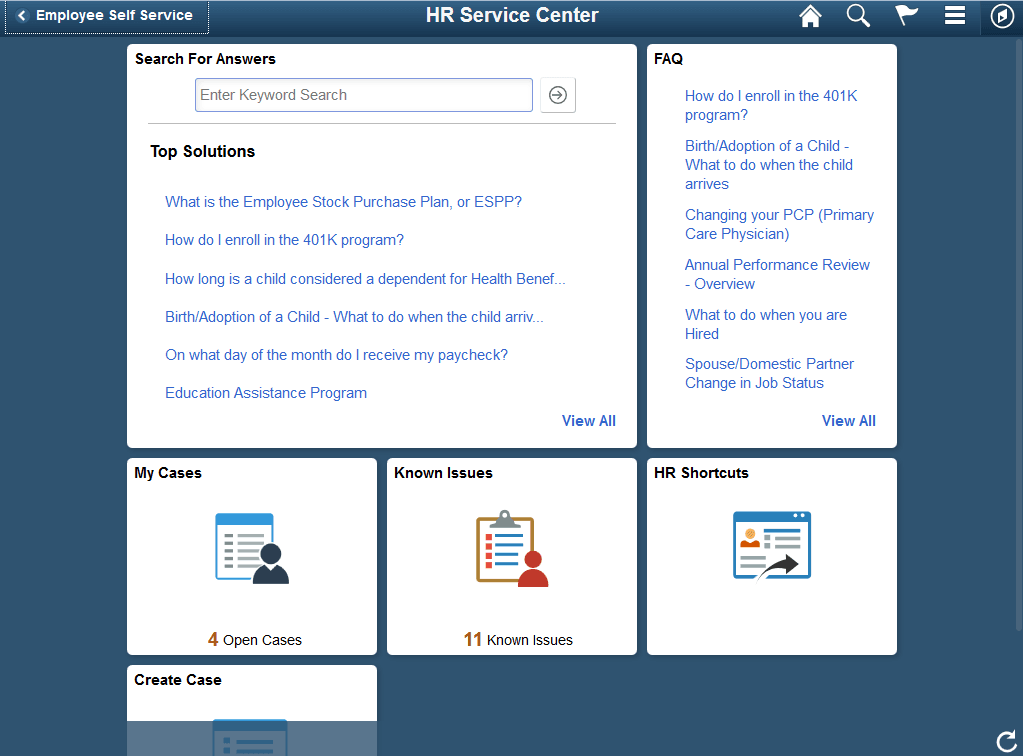 (Tablet) HR Service Center Dashboard