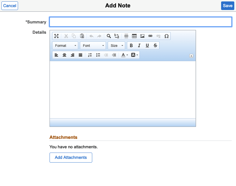 Add Note dialog box