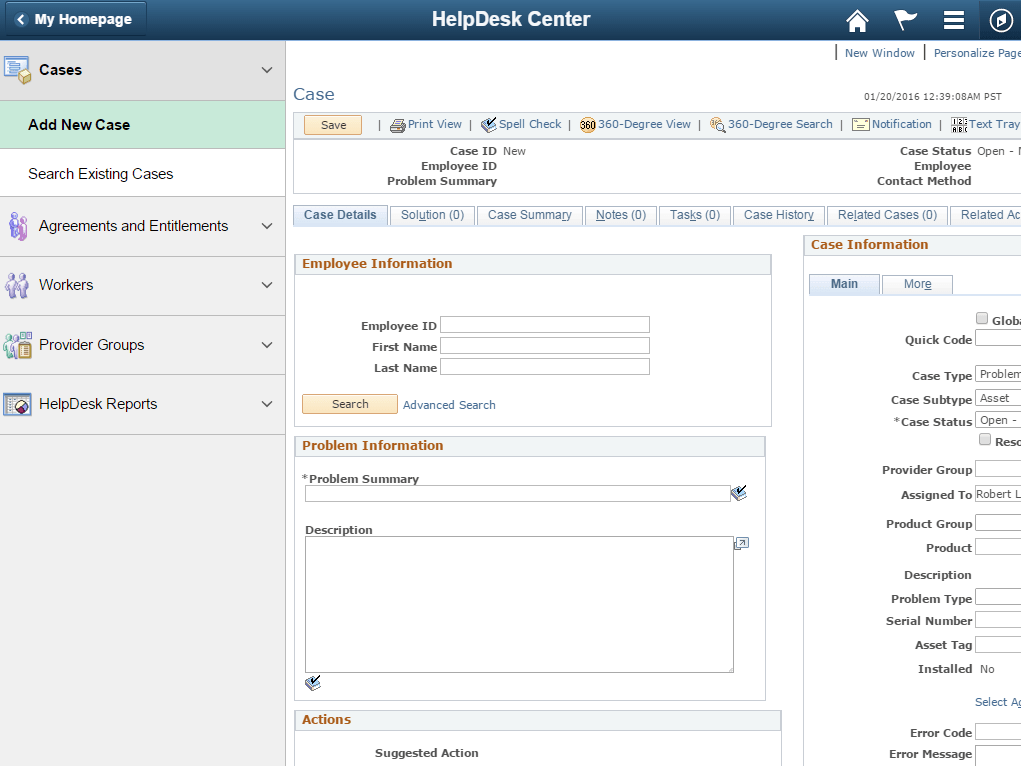 HelpDesk Center Fluid Page