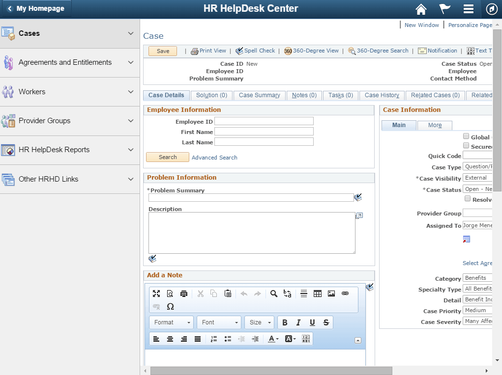 HR HelpDesk Center Fluid Page