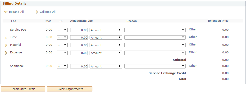 Service Order - Billing page (2 of 2)