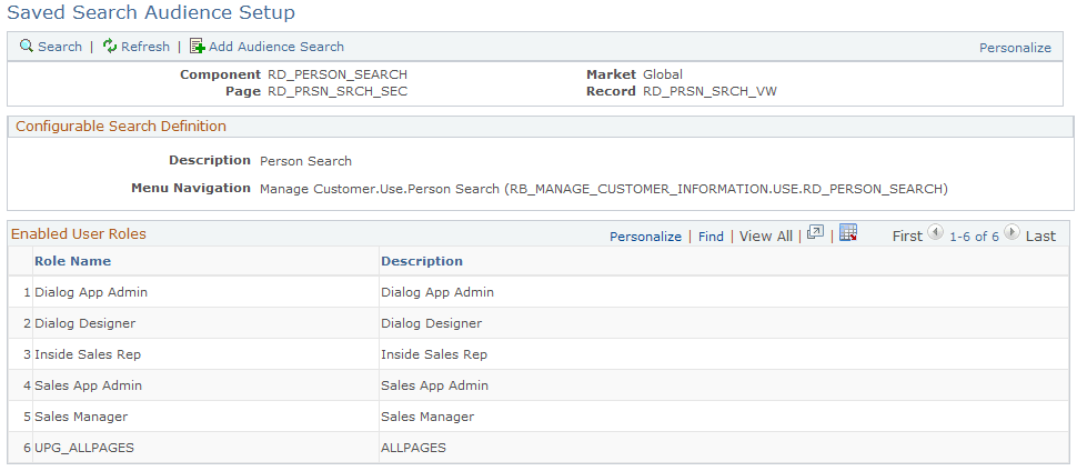 Saved Search Audience Setup page (1 of 2)
