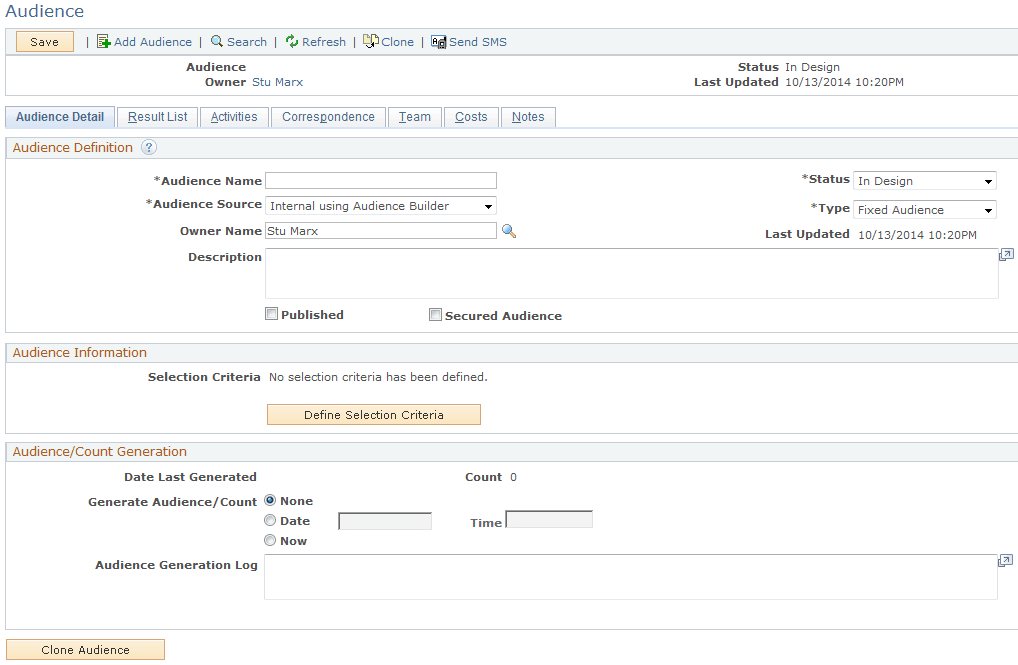 Audience - Audience Detail page
