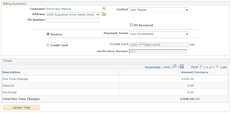 Order - Entry Form page (4 of 4)
