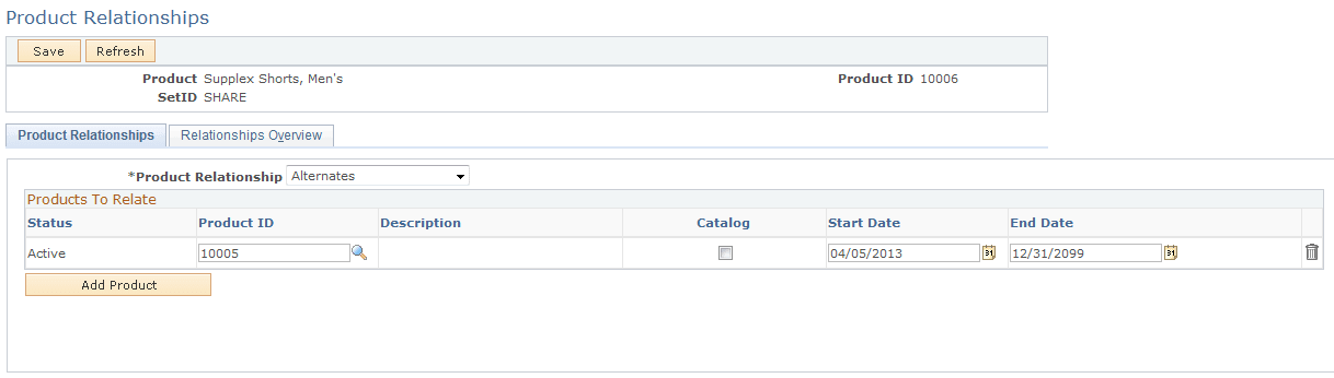 Product Relationships - Product Relationships page