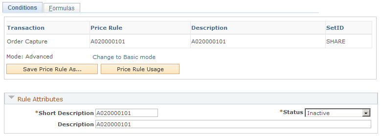 Conditions page (1 of 2)