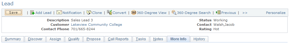 Lead - More Info page