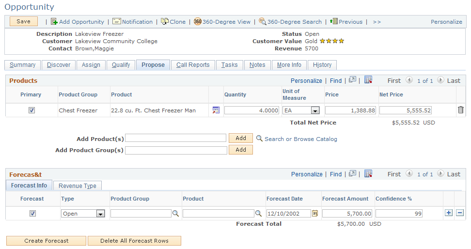 Opportunity - Propose page