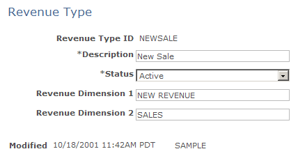 Revenue Type page