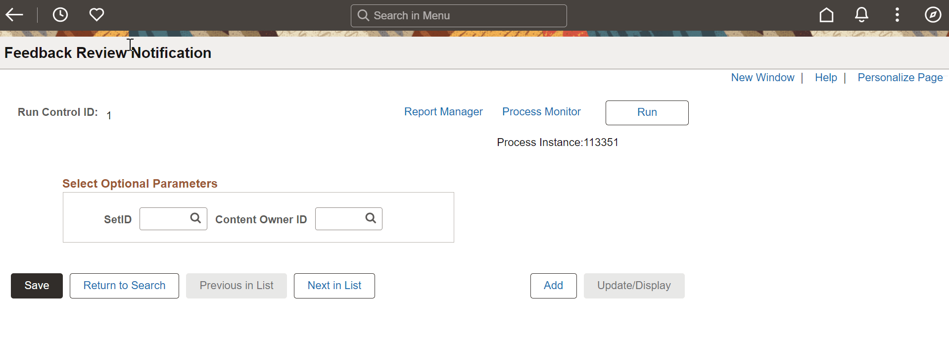 Feedback Review Notification page