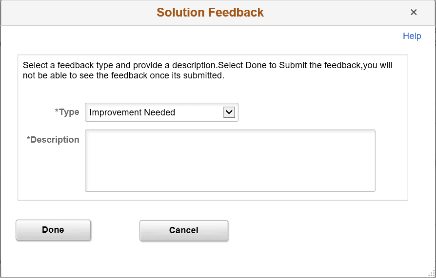 Solution feedback modal