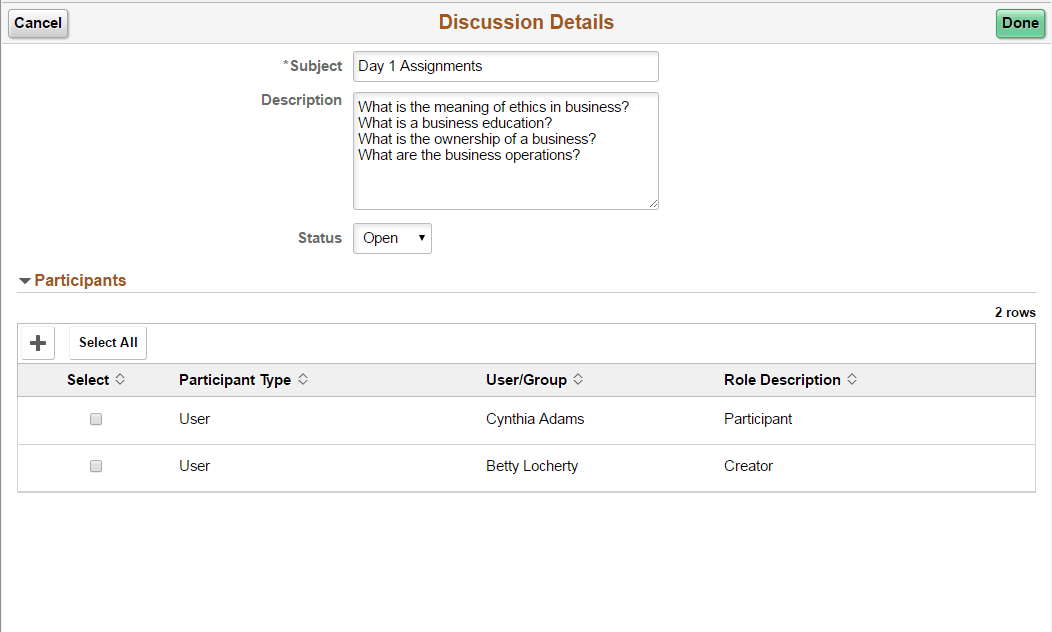 Discussion Details Page.