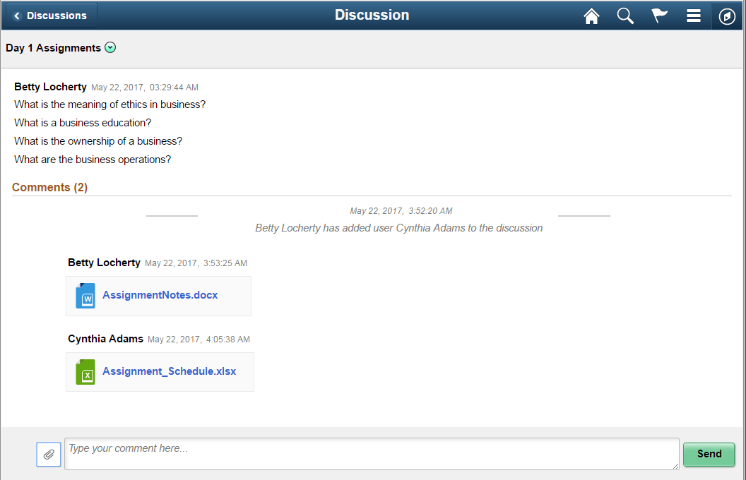 Discussion Conversation page