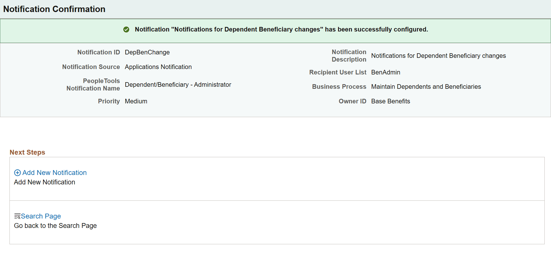 Confirmation page (Notification Composer)