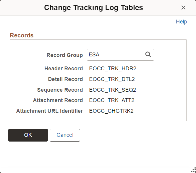 Change Tracking Log Tables Page