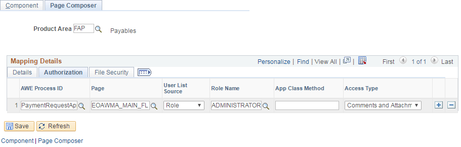 CAVF Mapping - Page Composer Authorization
