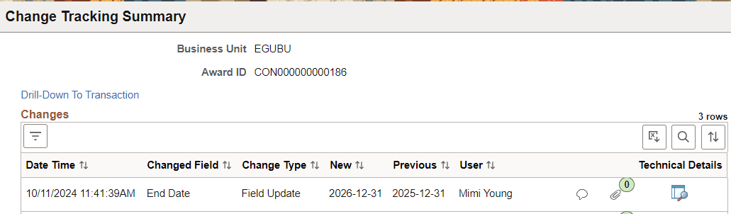 Change Tracking Summary