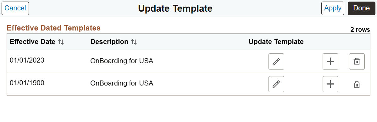 Update Template page